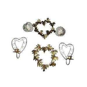 Vintage Home Interiors Metal Heart Candle Holders Wall Display